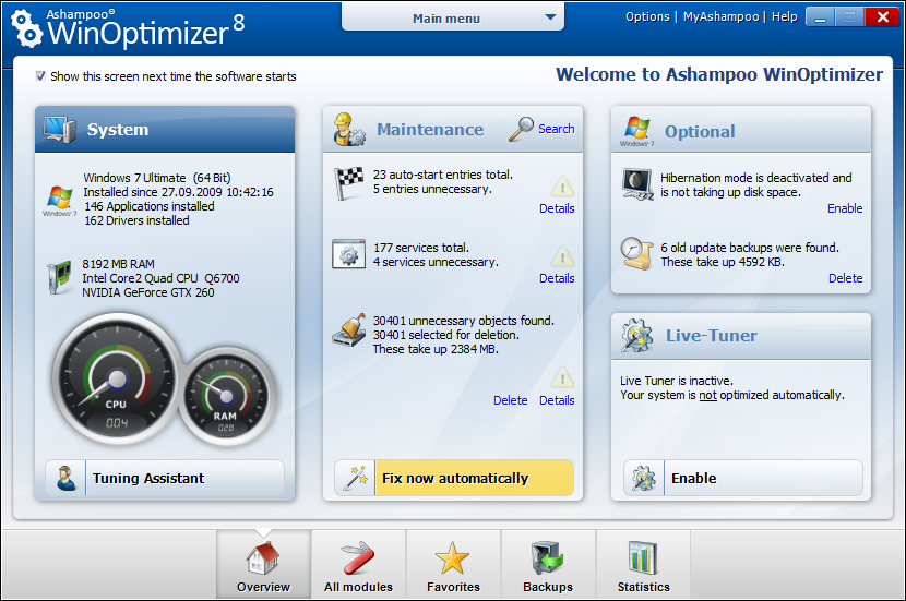      Ashampoo WinOptimizer 8